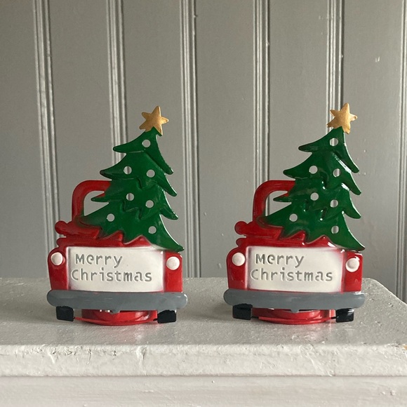 NWT Set of 2- Farm Truck Christmas Tree🎄 Merry Christmas Metal Candle🕯️Holders - Picture 7 of 14